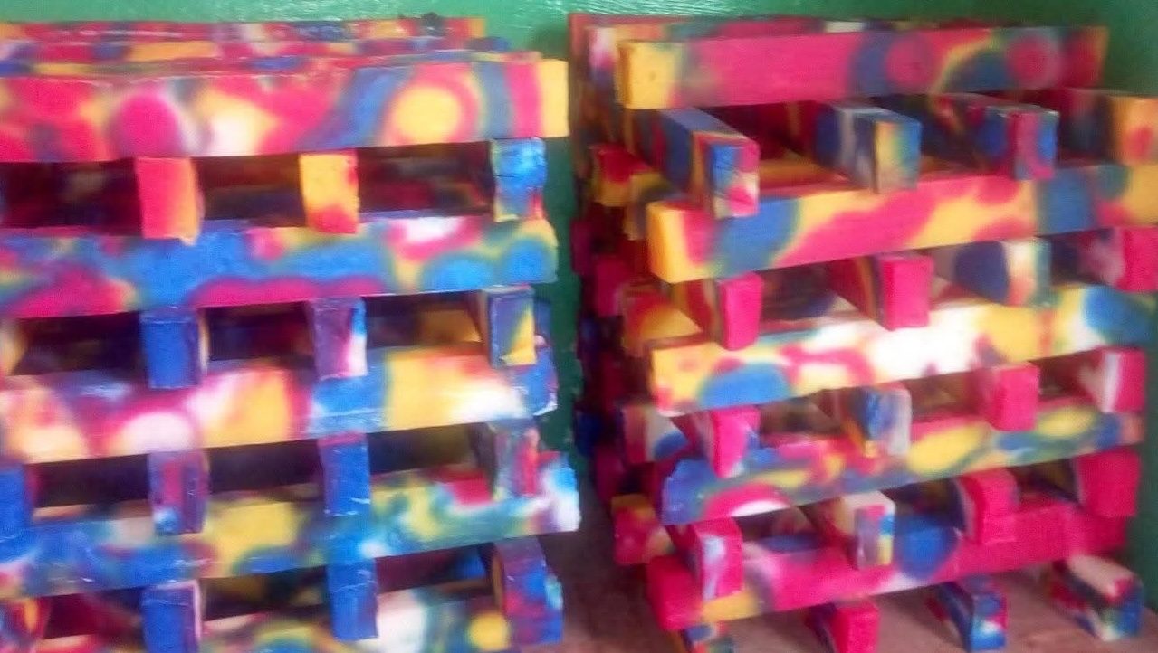 Women producing soap