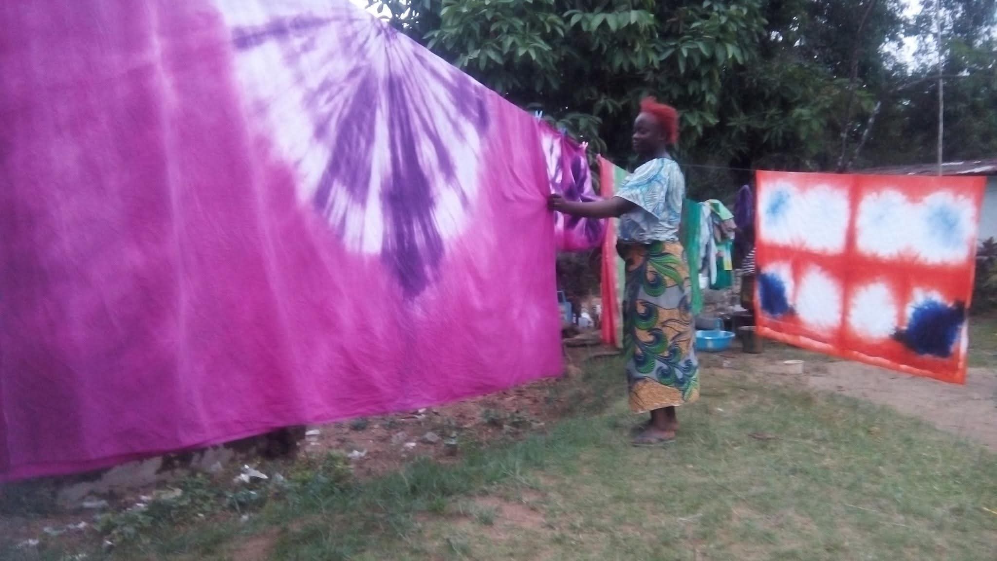 Colourful tie and dye fabrics